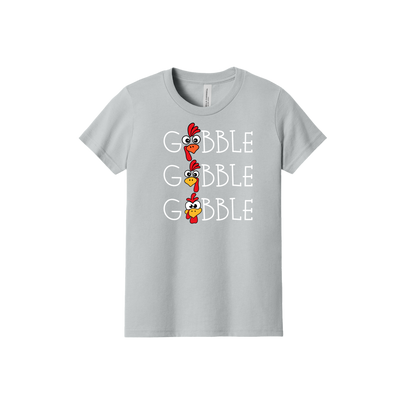 Youth BC3001Y SolidAthleticGrey Gobble Gobble artwork - front view.