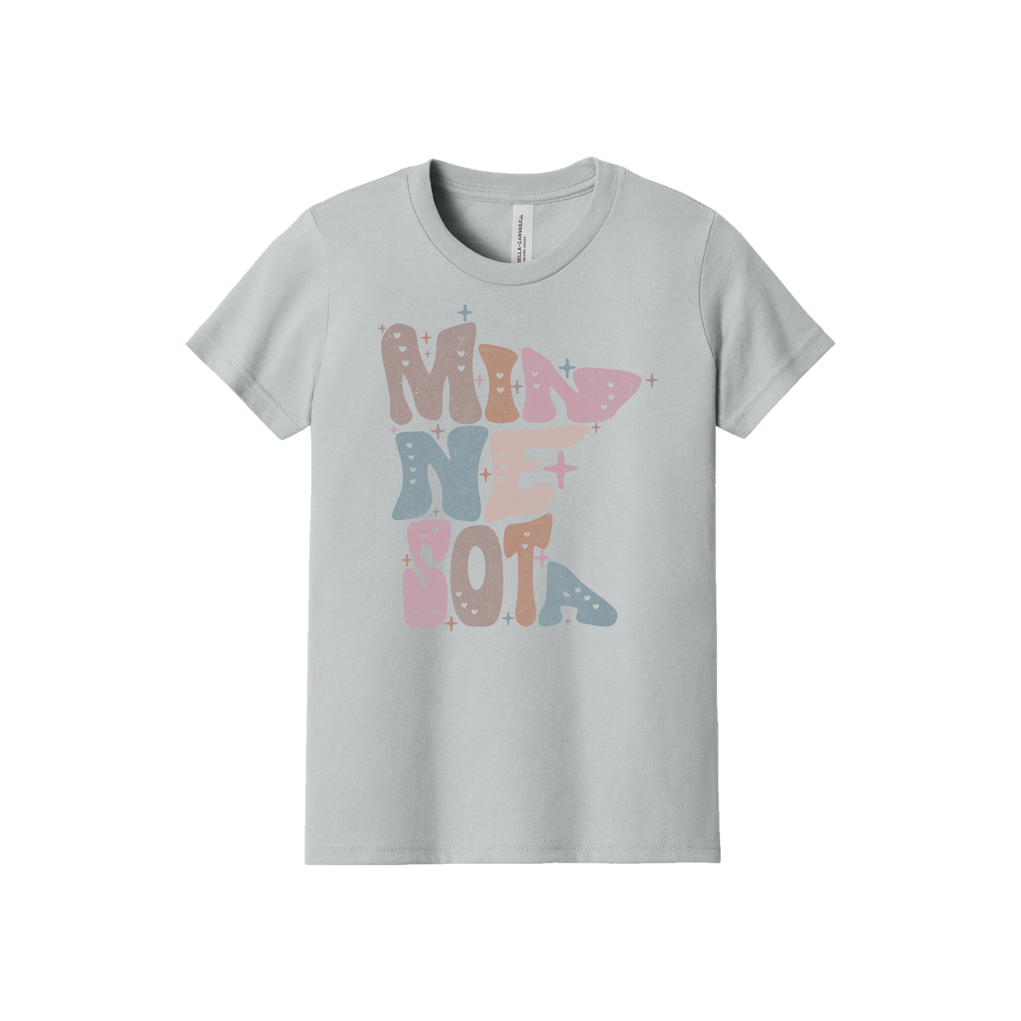Youth BC3001Y SolidAthleticGrey Minnesota Outline artwork - front view.