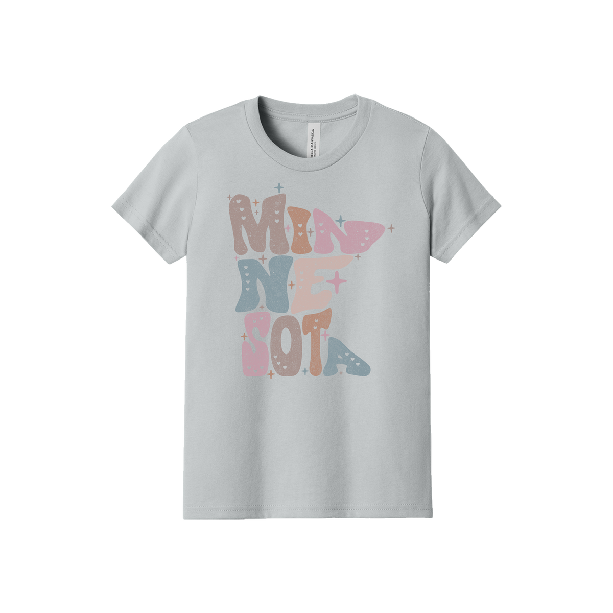 Youth BC3001Y SolidAthleticGrey Minnesota Outline artwork - front view.