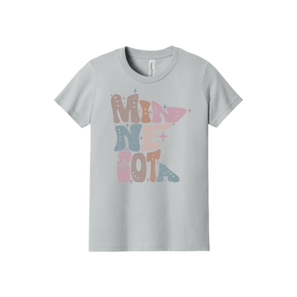 Youth BC3001Y SolidAthleticGrey Minnesota Outline artwork - front view.