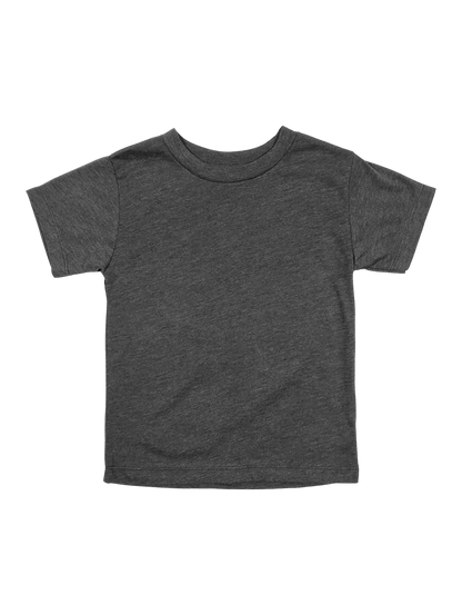 Custom toddler Bella + Canvas heathered T-shirt in Heather Dark Grey