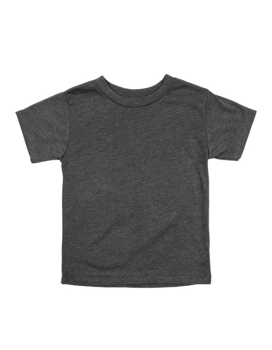 Custom toddler Bella + Canvas heathered T-shirt in Heather Dark Grey
