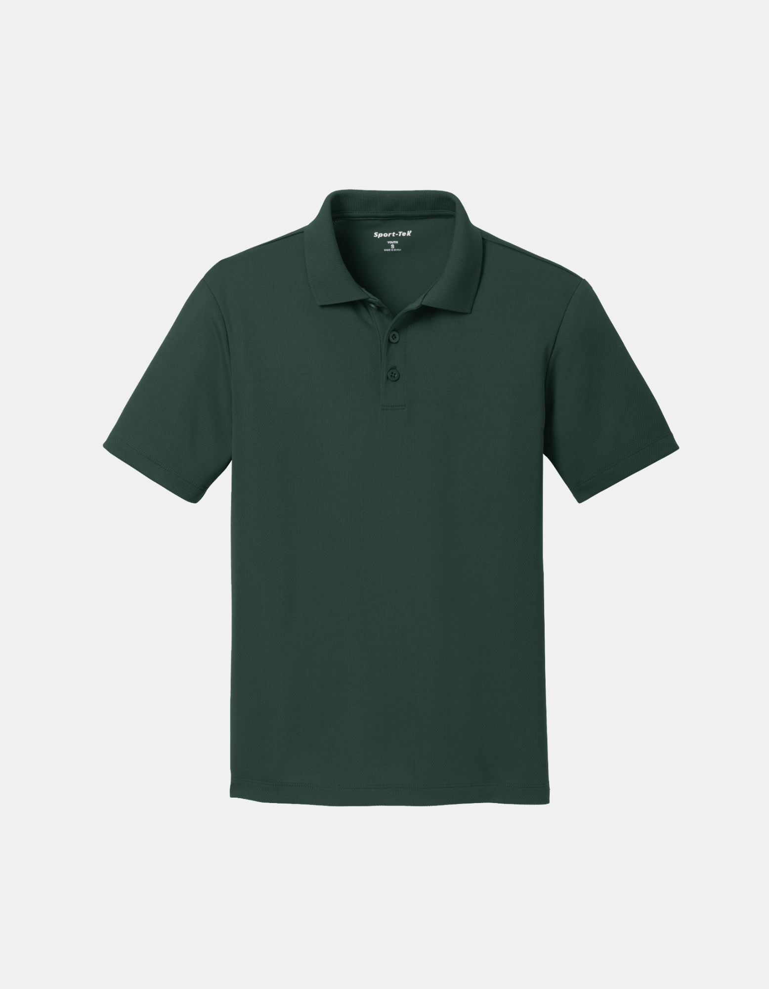 Custom Sport-Tek youth polo in Dark Forest Green