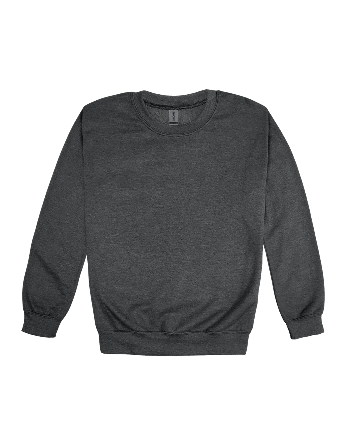 Custom adult Gildan crewneck sweatshirt in Dark Heather