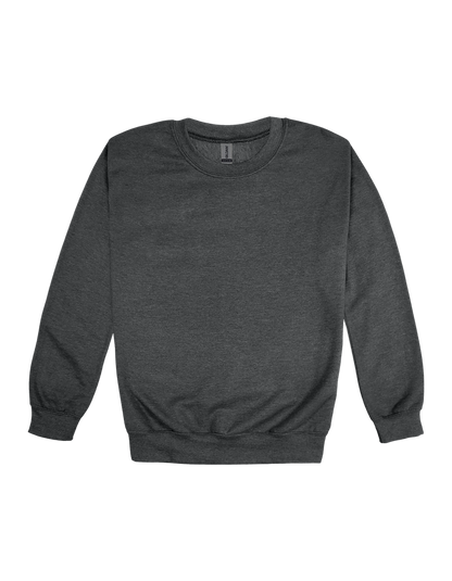 Custom adult Gildan crewneck sweatshirt in Dark Heather