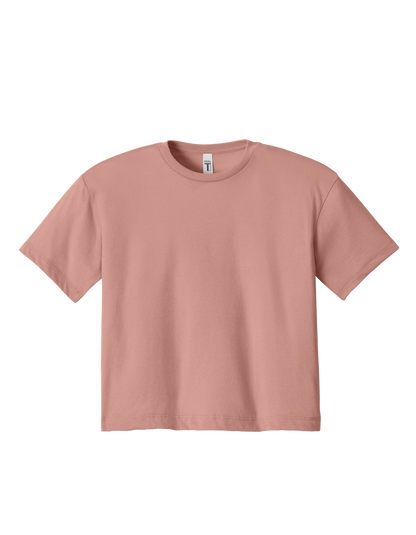 Custom women's Next Level crop T-shirt in Desert Pink, front view
