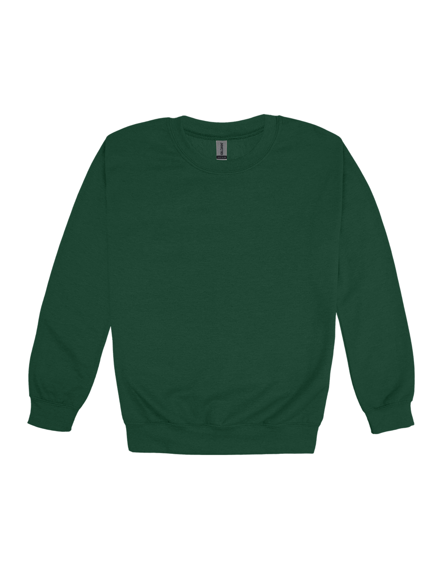 Custom youth Gildan crewneck sweatshirt in Forest Green