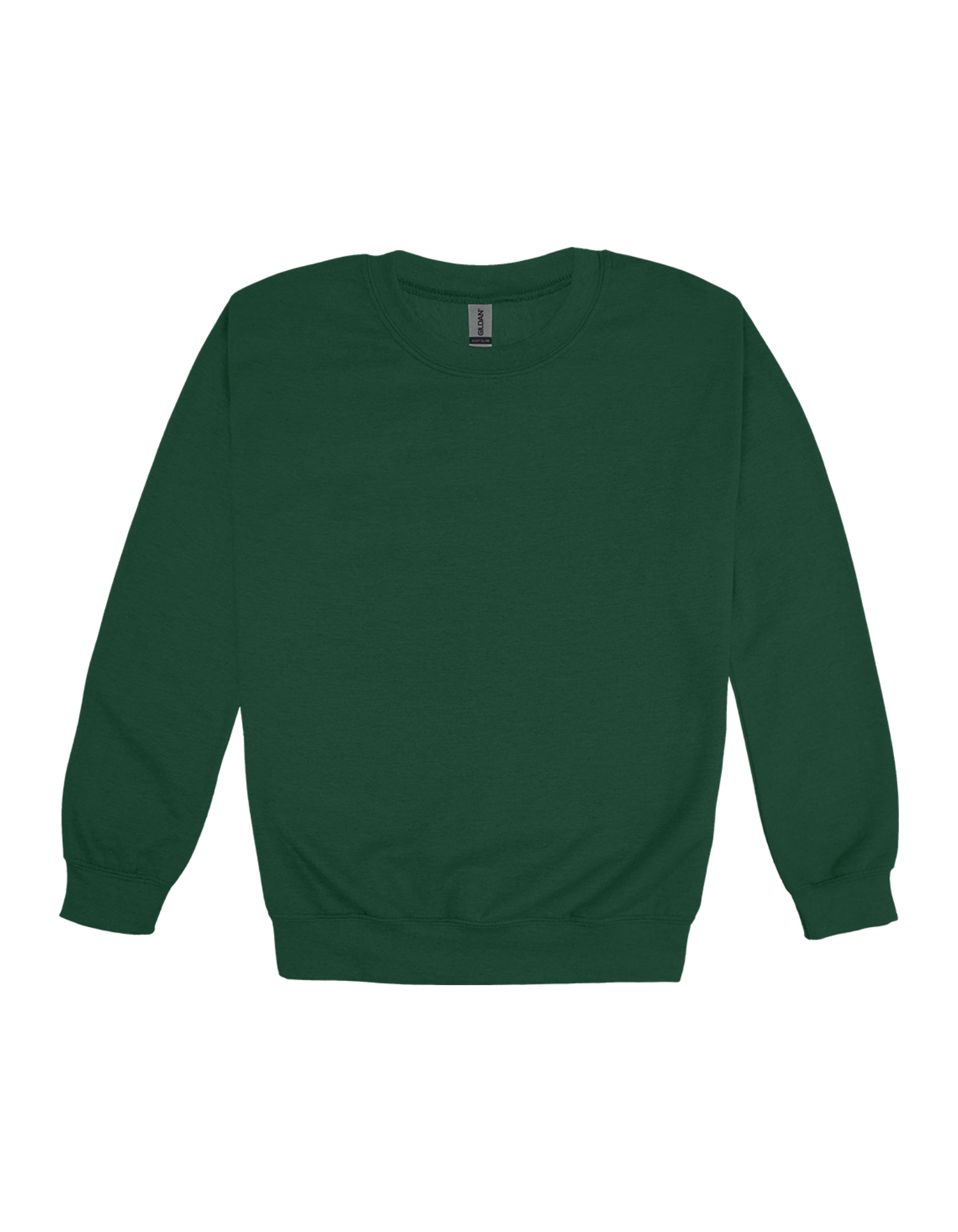 Custom youth Gildan crewneck sweatshirt in Forest Green