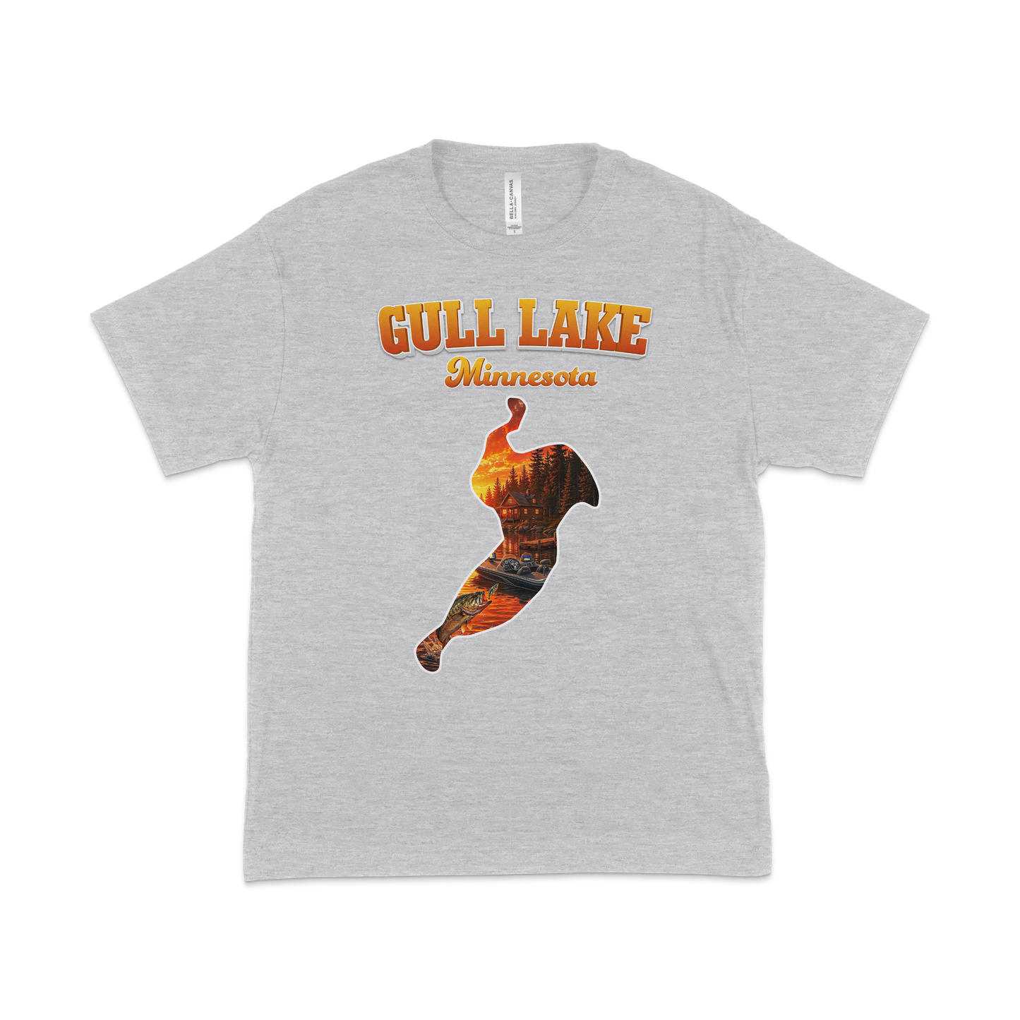 Gull Lake design on Heather Grey T-shirt