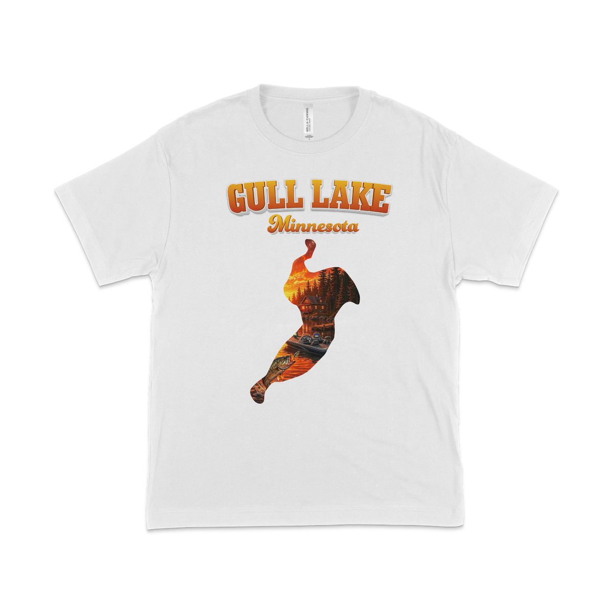 Gull Lake design on White T-shirt