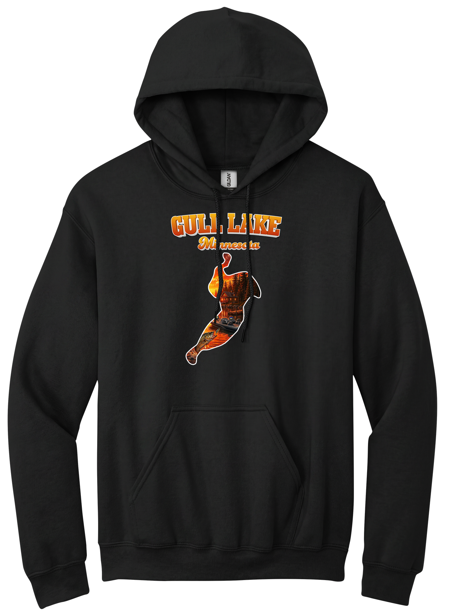Gull Lake design on Black hoodie