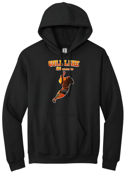 Gull Lake design on Black hoodie