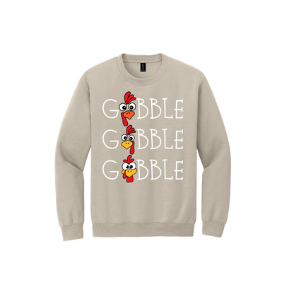Gobble Gobble Thanksgiving Apparel — Sand Adult Gildan 18000 front