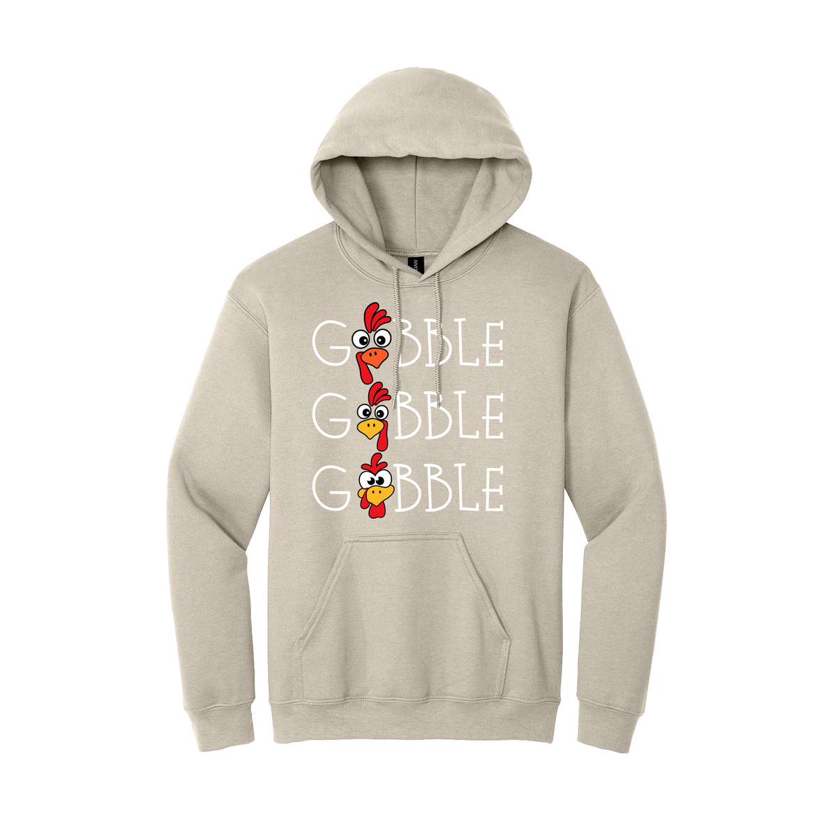Gobble Gobble Thanksgiving Apparel — Sand Adult Gildan 18500 front
