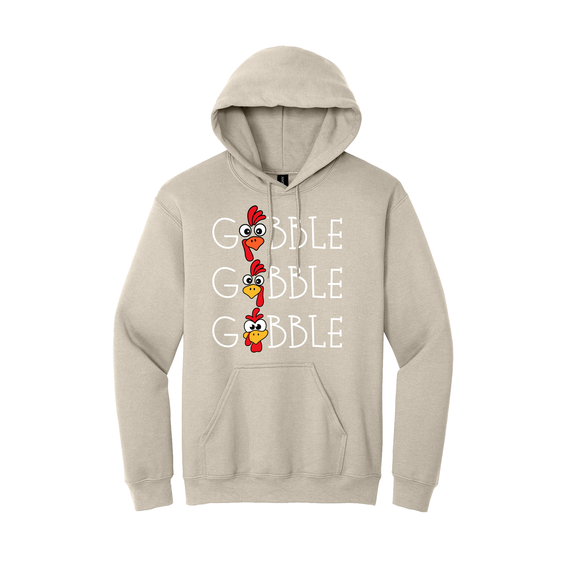 Gobble Gobble Thanksgiving Apparel — Sand Adult Gildan 18500 front