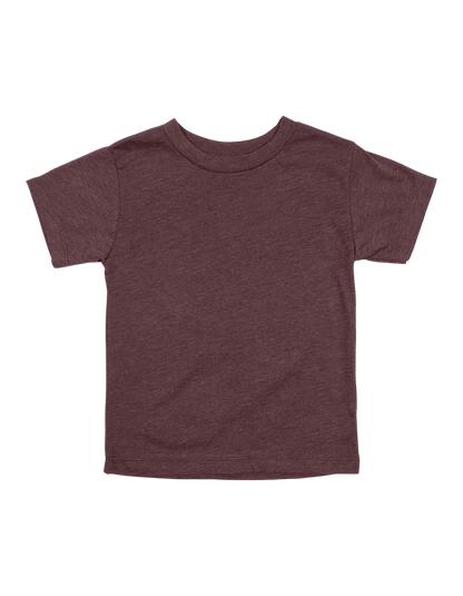 Custom toddler Bella + Canvas heathered T-shirt in Heather Maroon