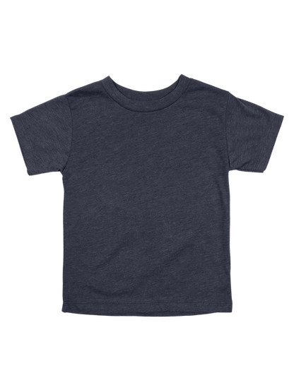 Custom toddler Bella + Canvas heathered T-shirt in Heather Navy