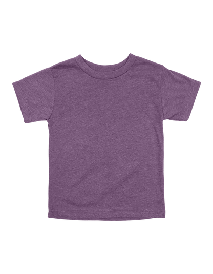 Custom toddler Bella + Canvas heathered T-shirt in Heather Team Purple