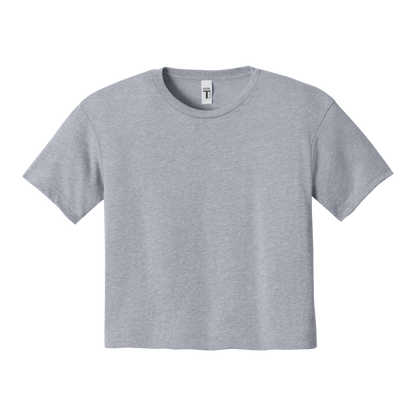 Custom women's Next Level crop T-shirt in Heathered Grey, front view