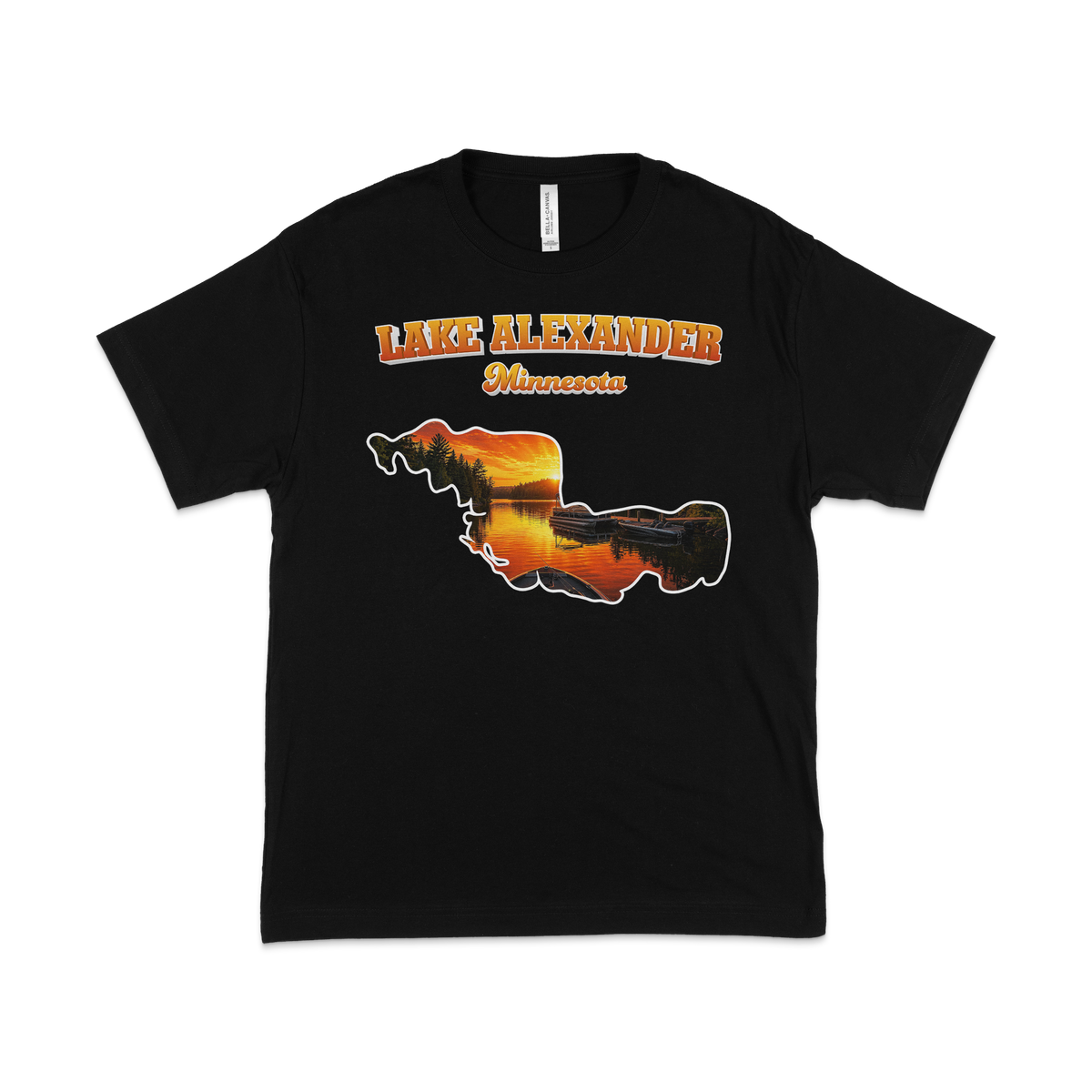 Lake Alexander design on Black T-shirt