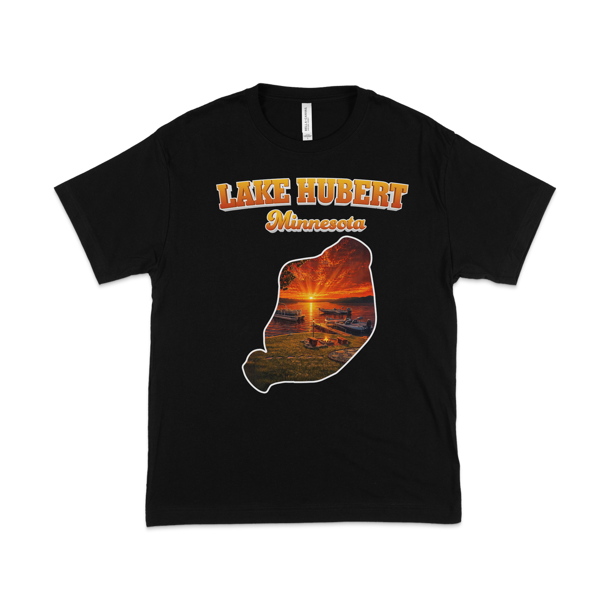 Lake Hubert design on Black T-shirt