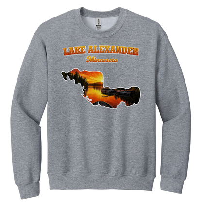 Lake Alexander design on Heather Grey crewneck sweatshirt