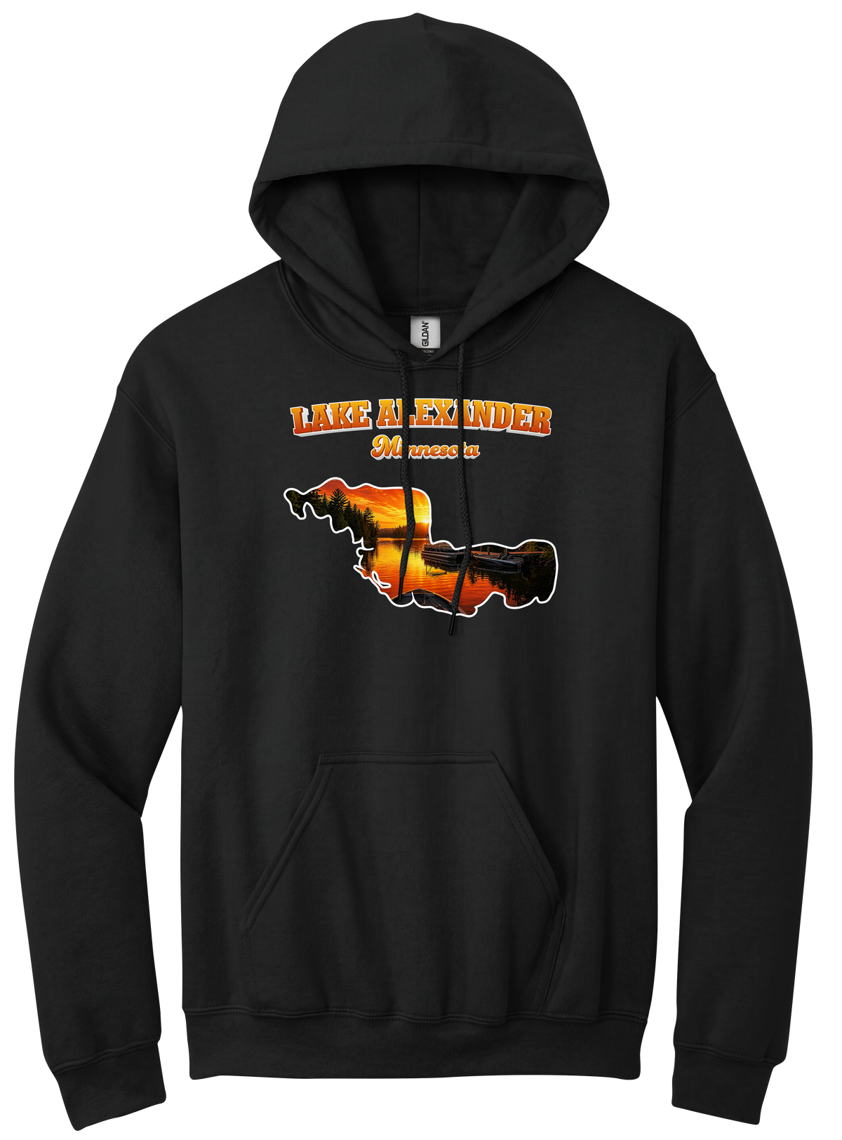 Lake Alexander design on Black hoodie