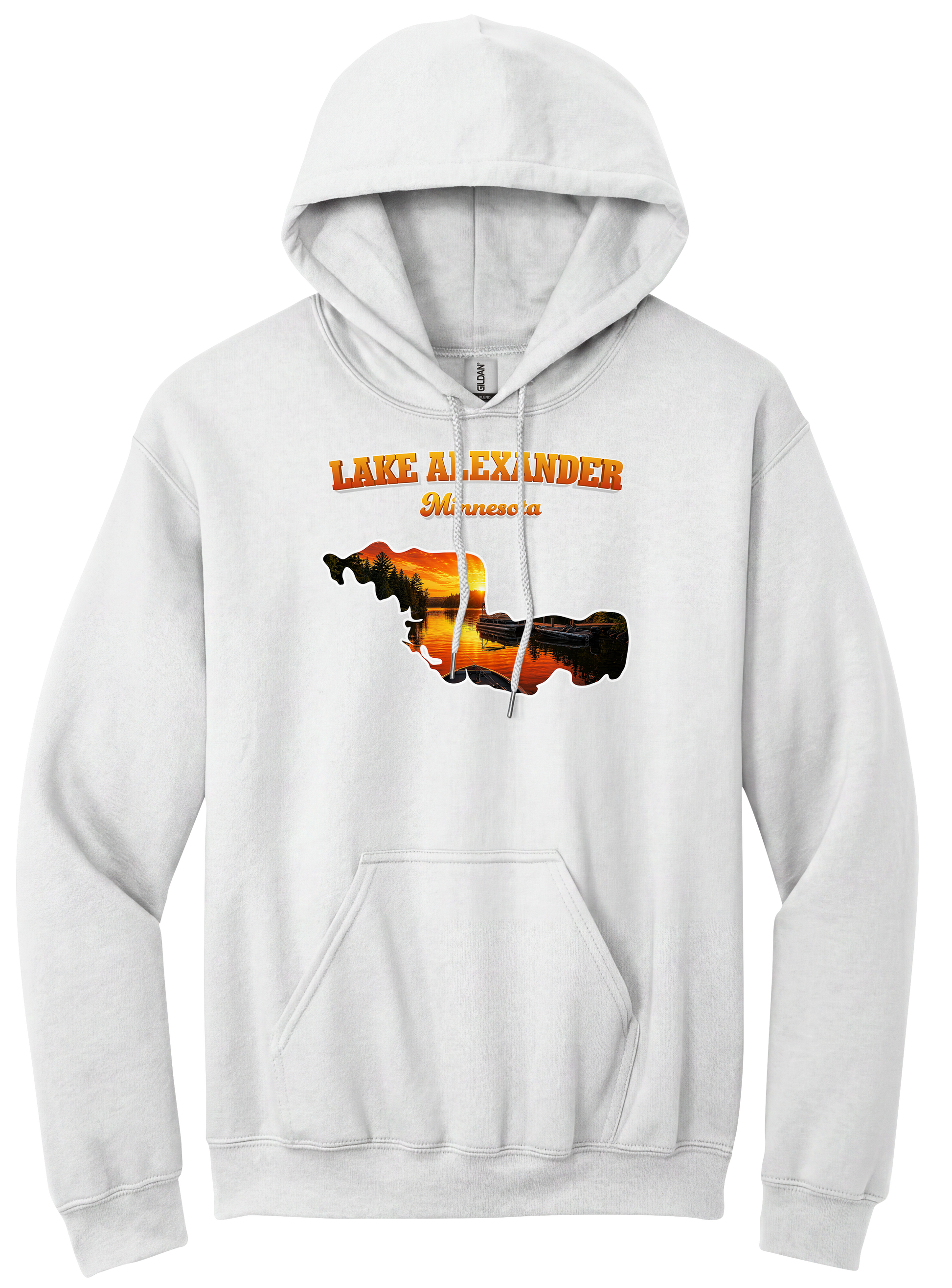 Lake Alexander design on White hoodie