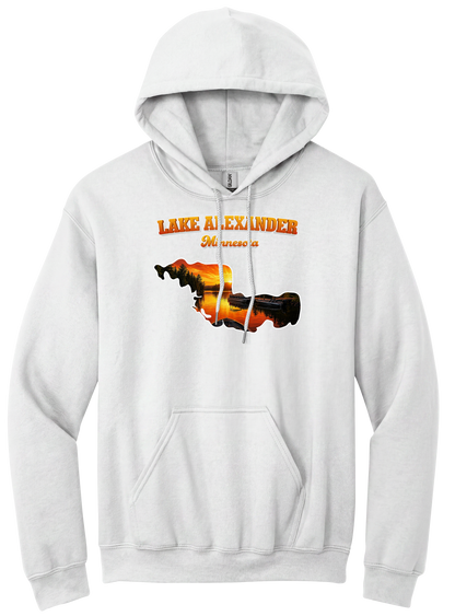 Lake Alexander design on White hoodie