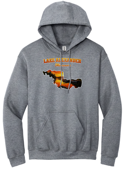 Lake Alexander design on Heather Grey hoodie