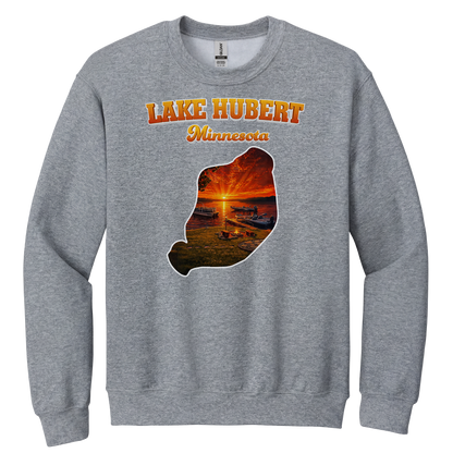 Lake Hubert design on Heather Grey crewneck sweatshirt