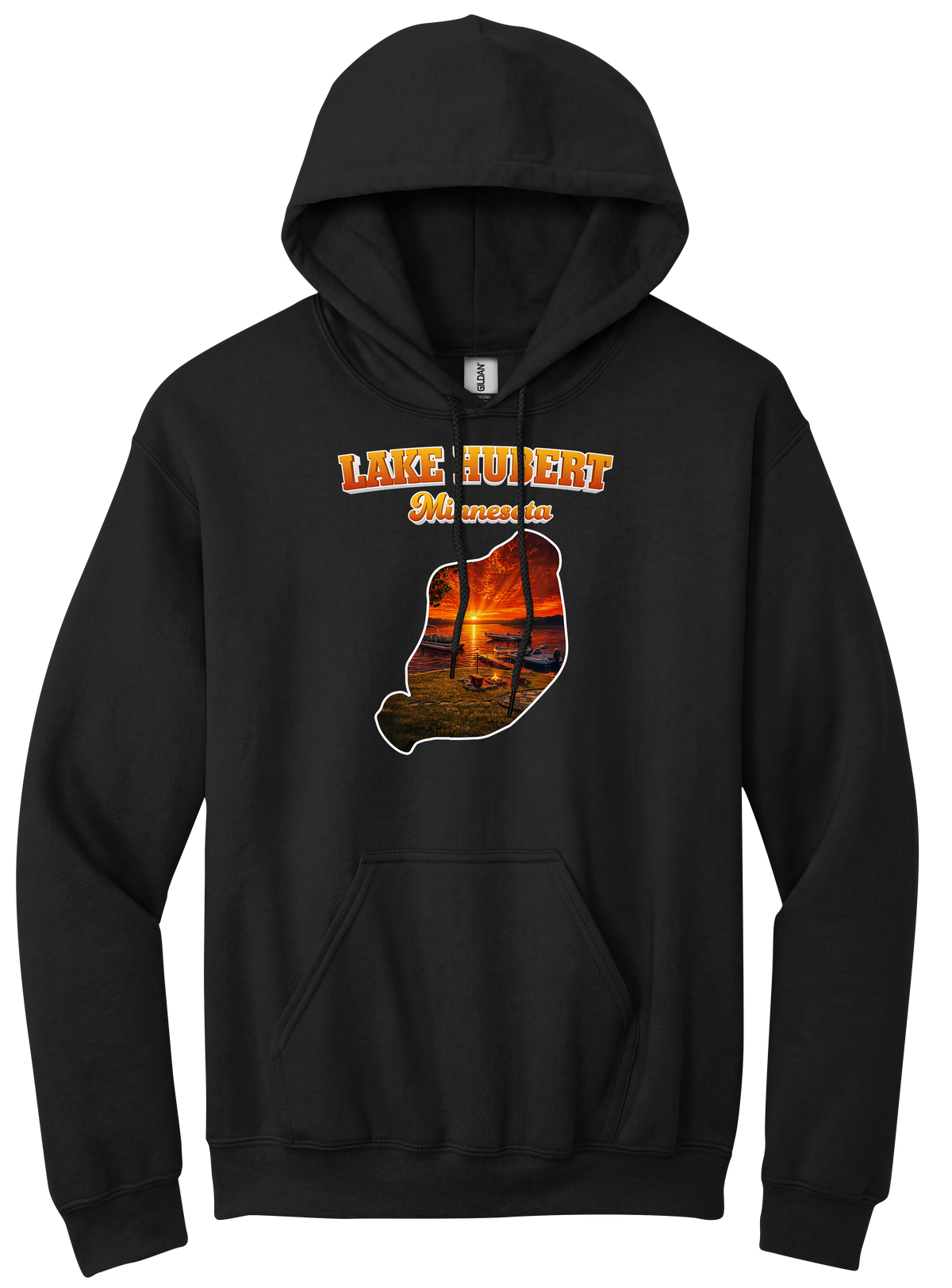 Lake Hubert design on Black hoodie