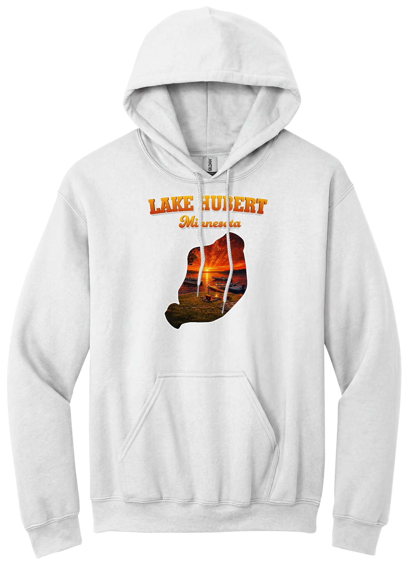 Lake Hubert design on White hoodie
