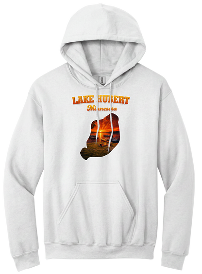 Lake Hubert design on White hoodie