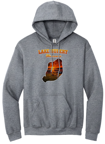 Lake Hubert design on Heather Grey hoodie