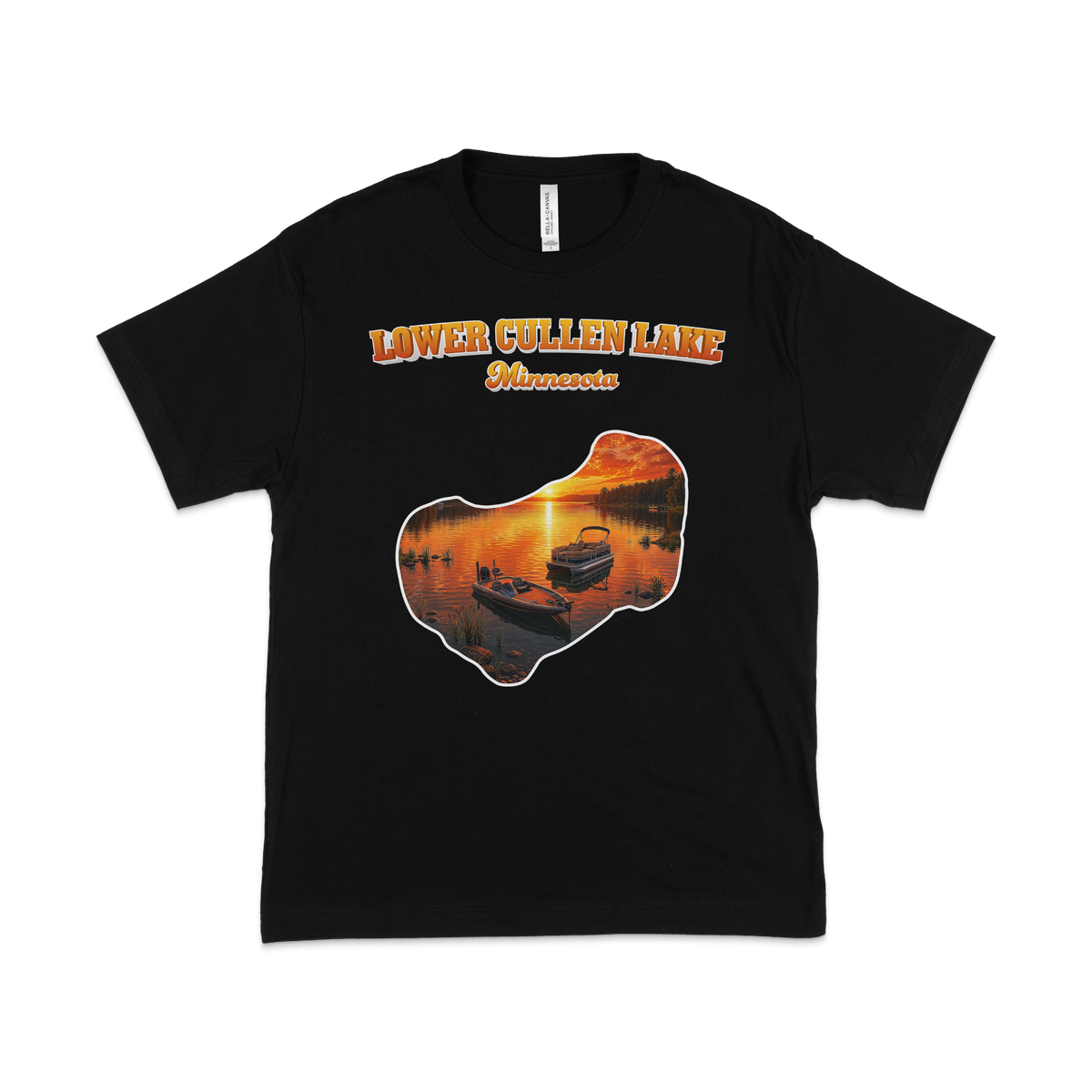 Lower Cullen Lake design on Black T-shirt