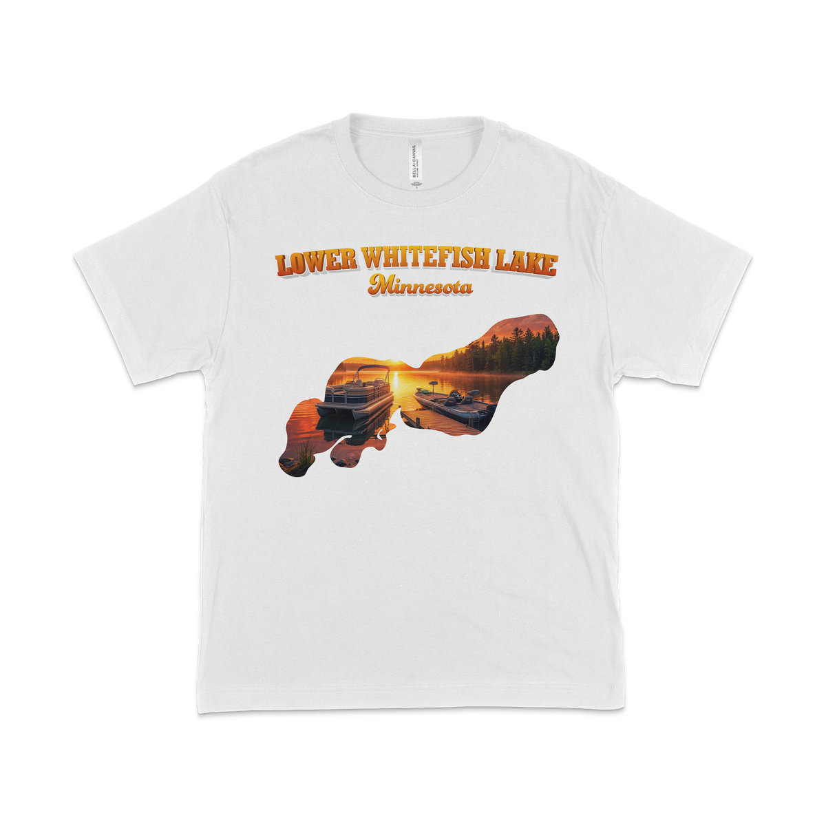 Lower White Fish Lake design on White T-shirt