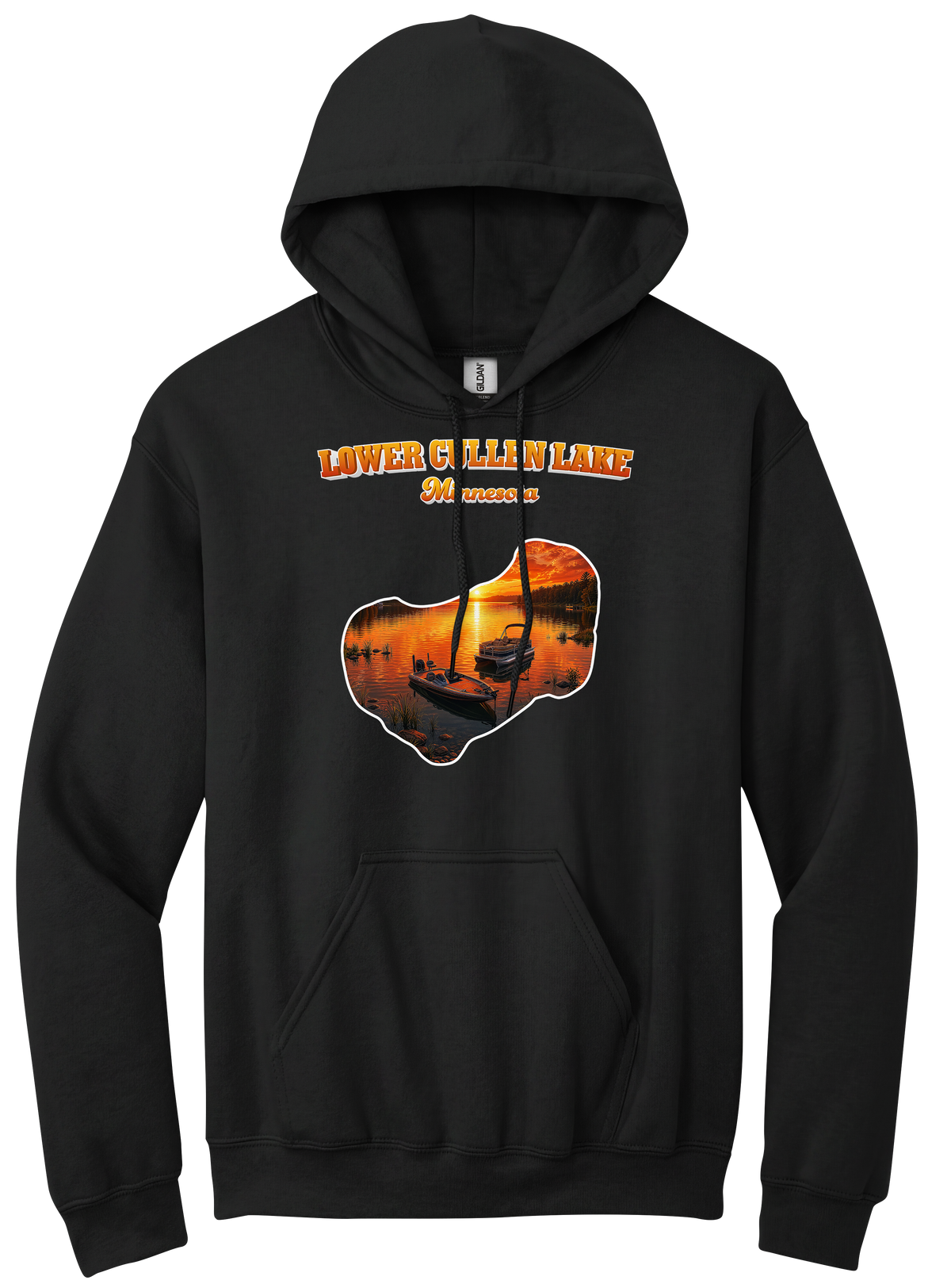 Lower Cullen Lake design on Black hoodie
