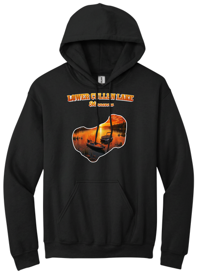 Lower Cullen Lake design on Black hoodie