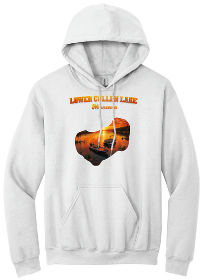 Lower Cullen Lake design on White hoodie