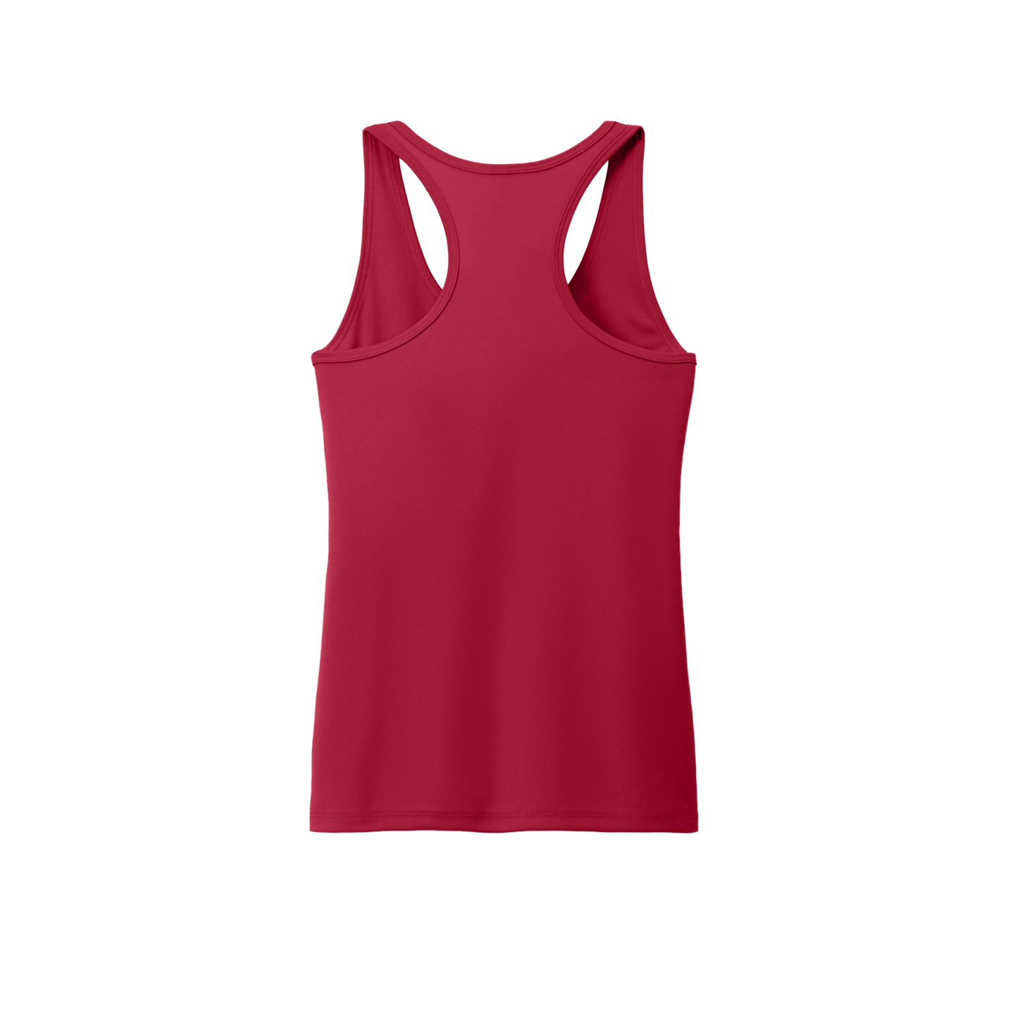 Custom women's Port & Company performance tank in Red, back view