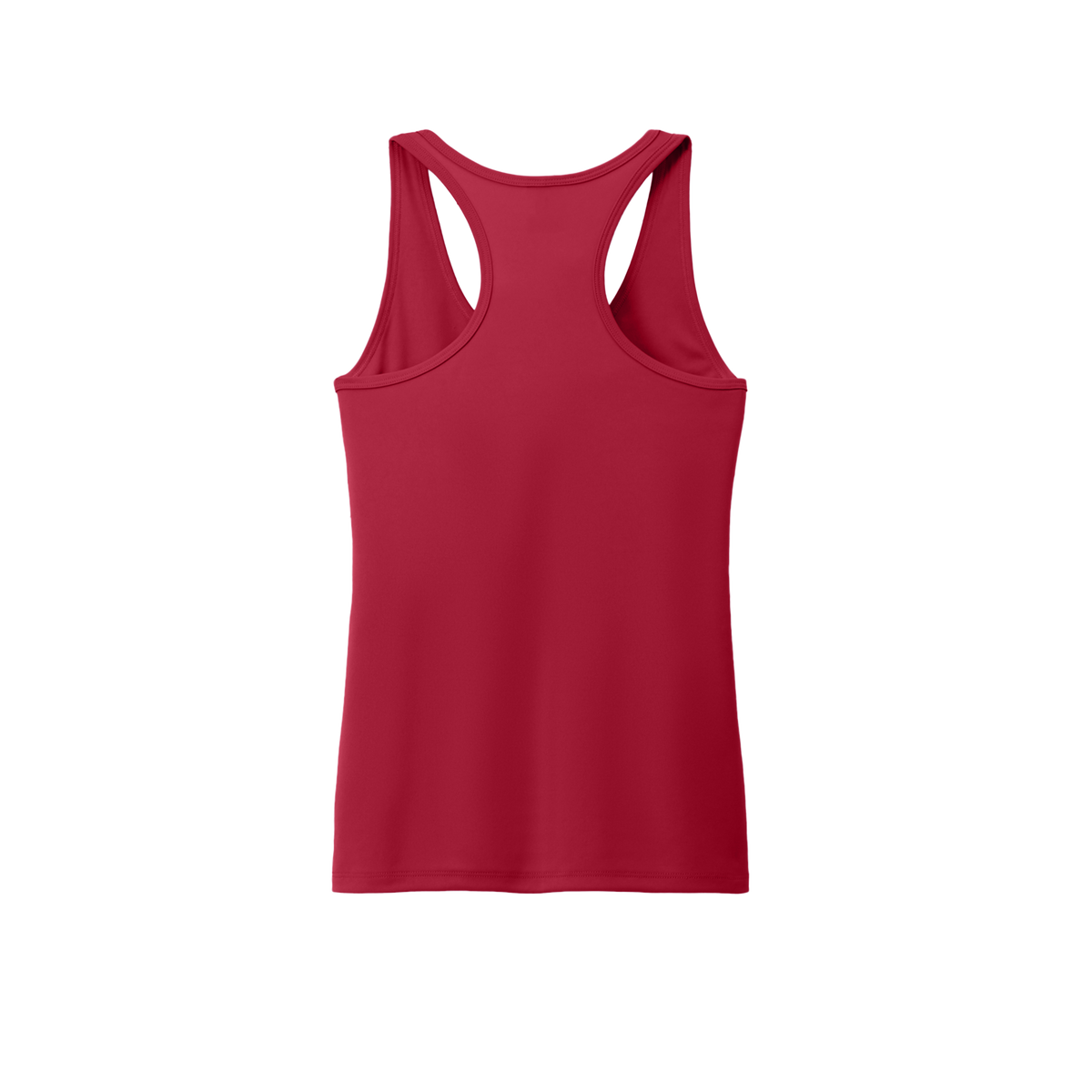 Custom women's Port & Company performance tank in Red, back view