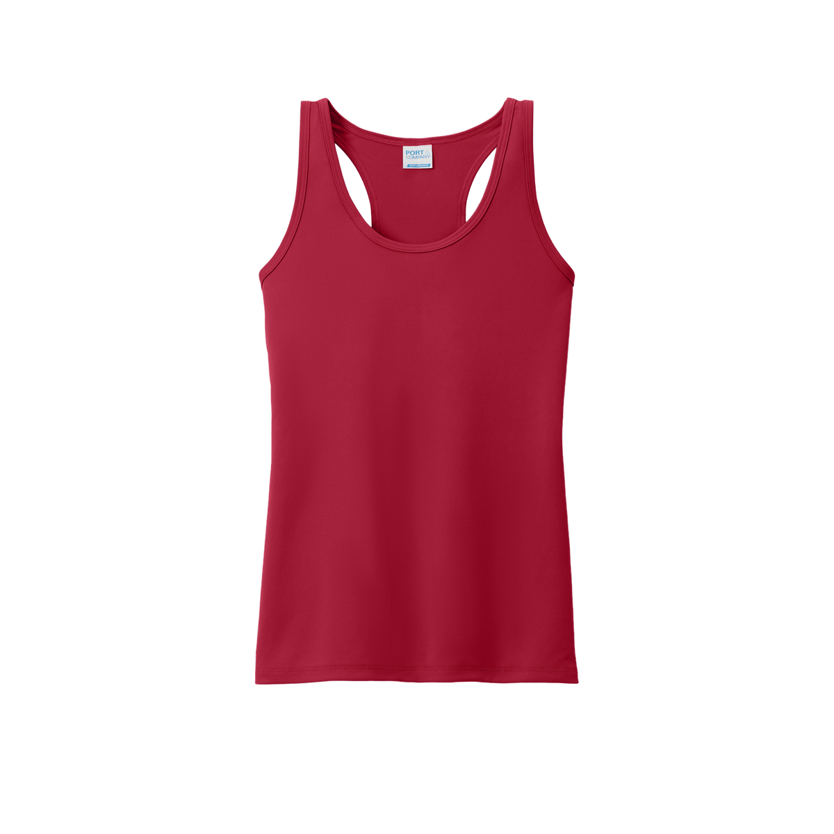 Custom women's Port & Company performance tank in Red, front view