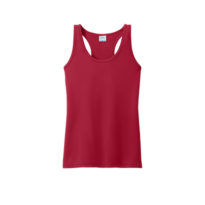 Custom women's Port & Company performance tank in Red, front view