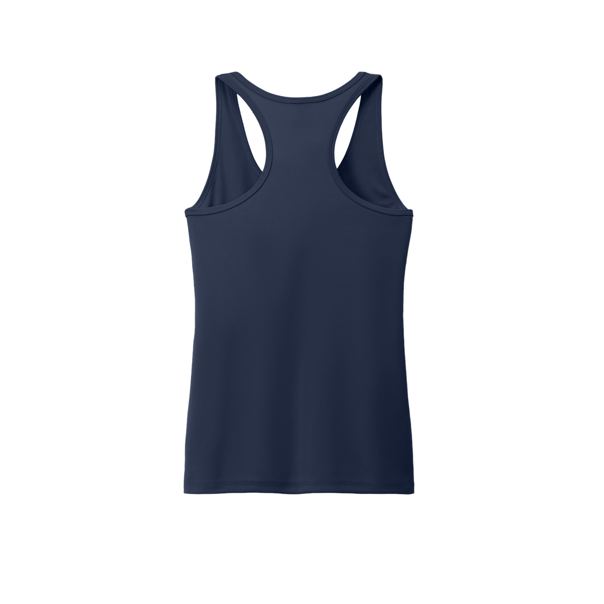 Custom women's Port & Company performance tank in Navy, back view