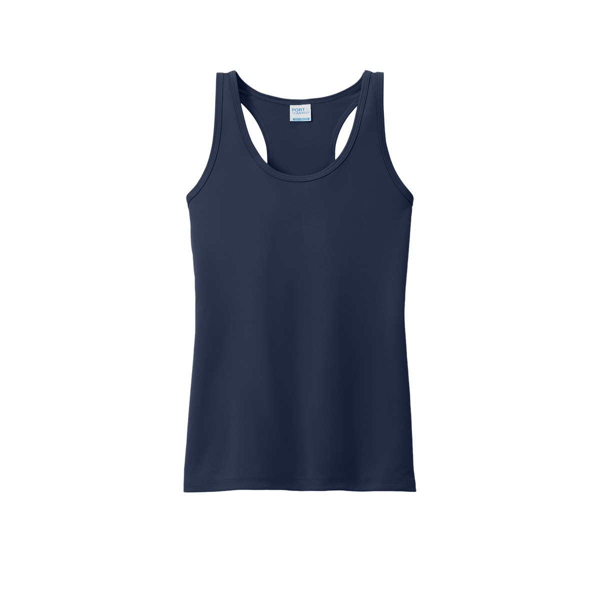 Custom women's Port & Company performance tank in Navy, front view