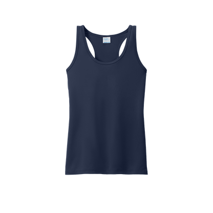 Custom women's Port & Company performance tank in Navy, front view