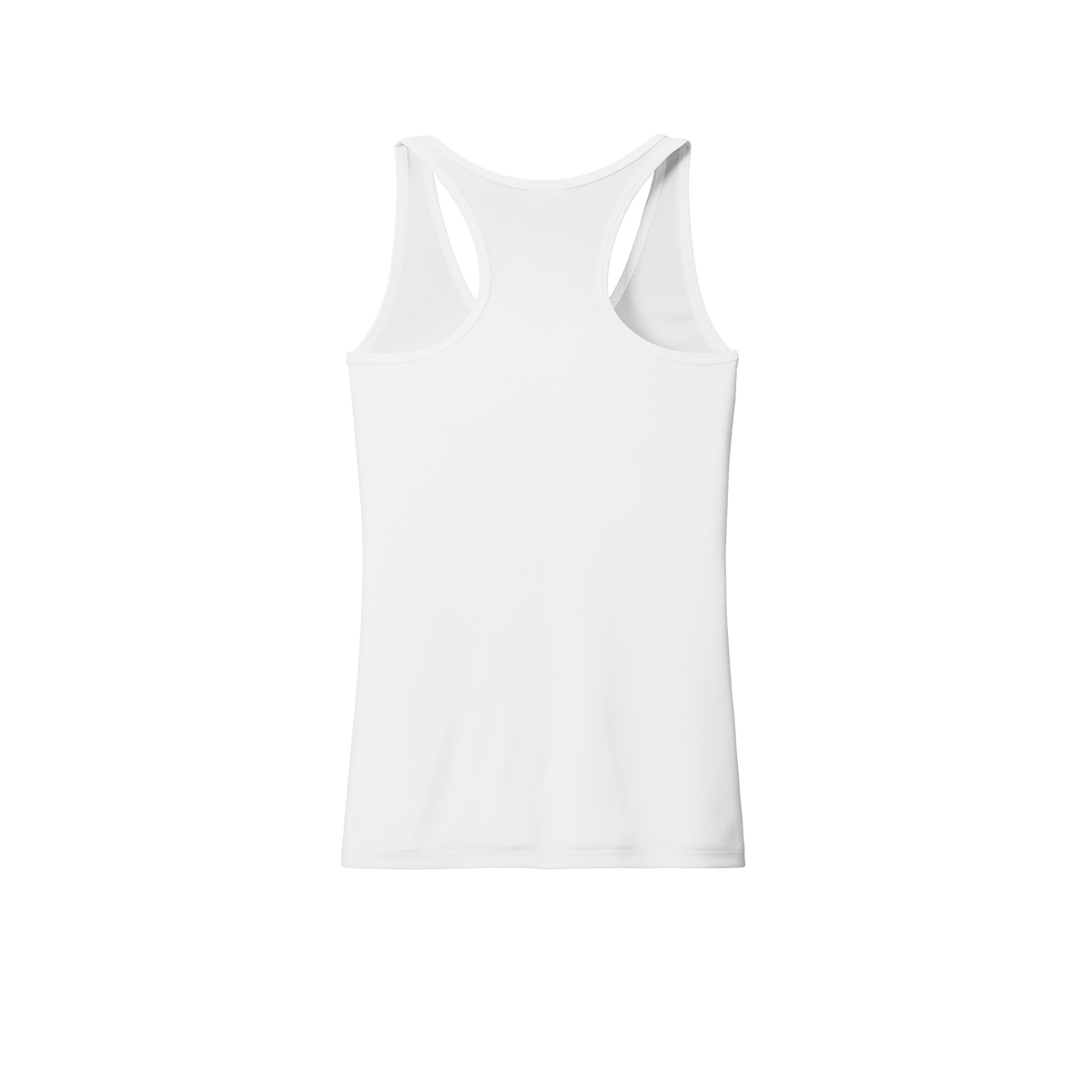 Custom women's Port & Company performance tank in White, back view
