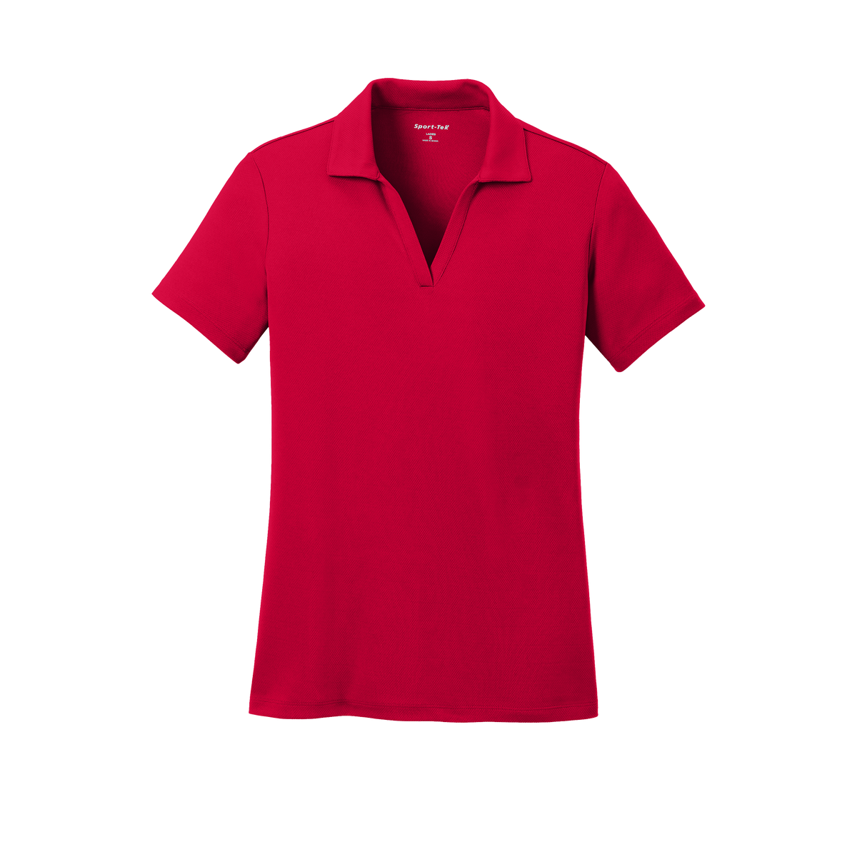 Custom women's Sport-Tek PosiCharge RacerMesh polo in Deep Red, front view