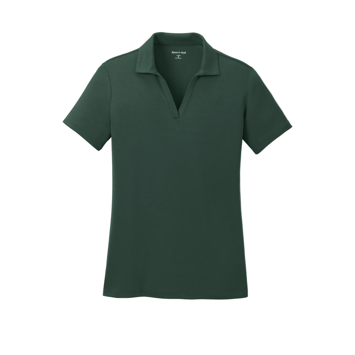 Custom women's Sport-Tek PosiCharge RacerMesh polo in Forest Green, front view
